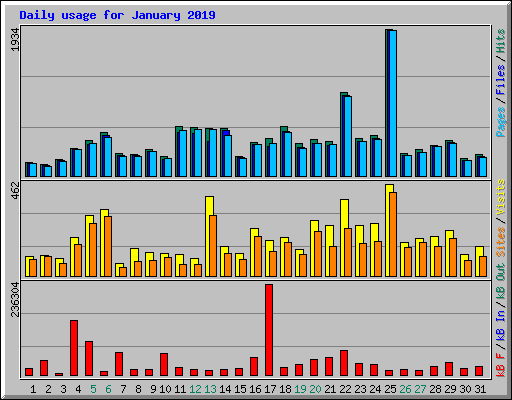 Daily usage for January 2019