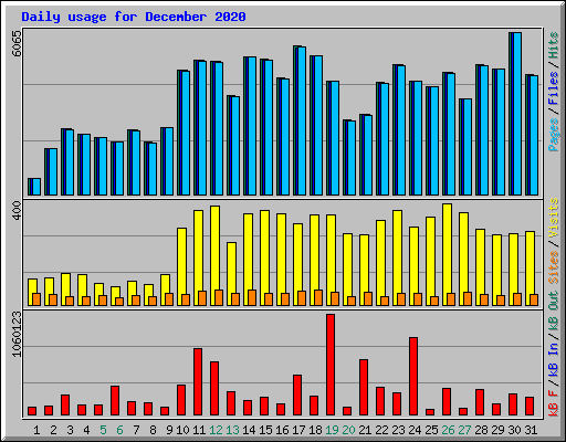 Daily usage for December 2020