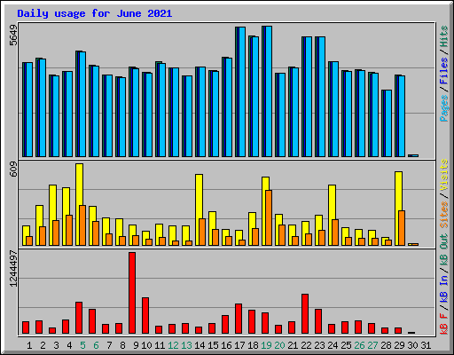Daily usage for June 2021