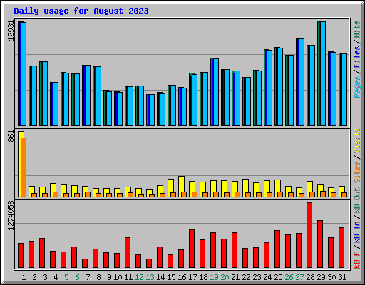 Daily usage for August 2023