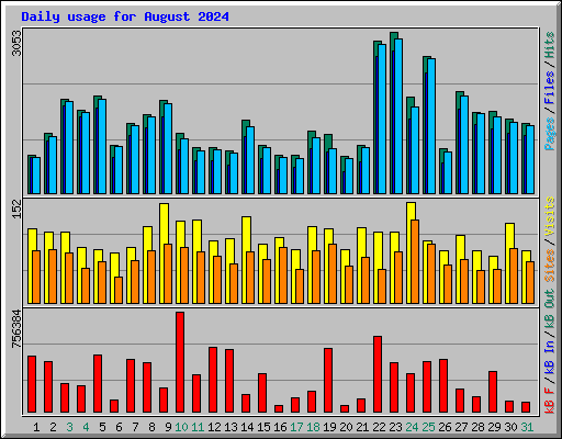 Daily usage for August 2024