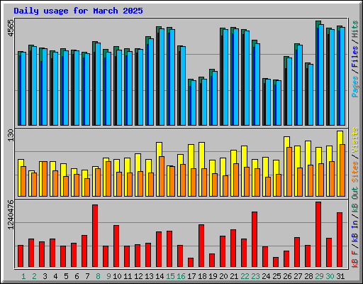 Daily usage for March 2025