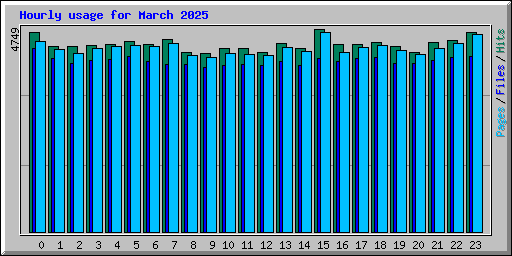 Hourly usage for March 2025